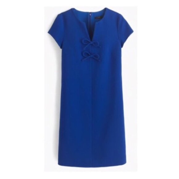 J Crew Presentation Bow Shift Dress | Cobalt Size 6 Royal Blue - Picture 4 of 5